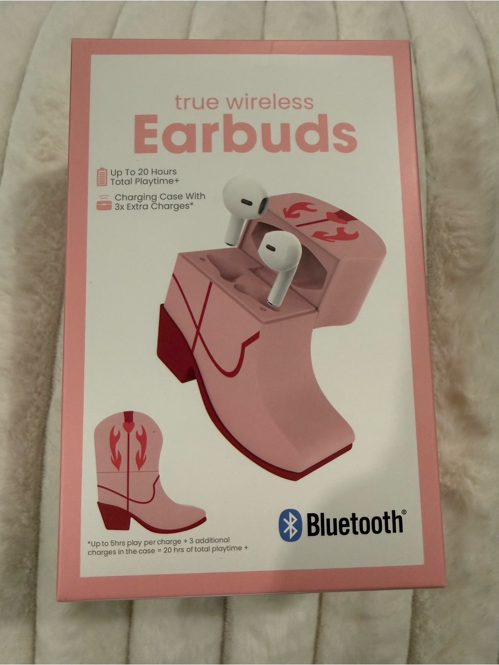 Pink Cowboy Cowgirl Boot Earbuds Charging Case